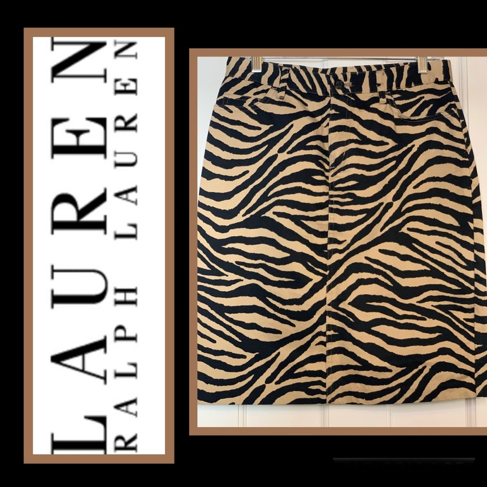 Lauren Ralph Lauren Black and Tan Zebra Print Skirt
